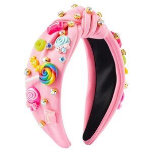 Jeweled Knotted Headband Pink Candy